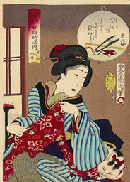 1890(明治23)年　豊原国周　見立昼夜二十四時之内午後八時　ちりめん