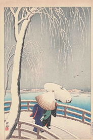 1927(昭和2)年　小原祥邨　雪の柳橋