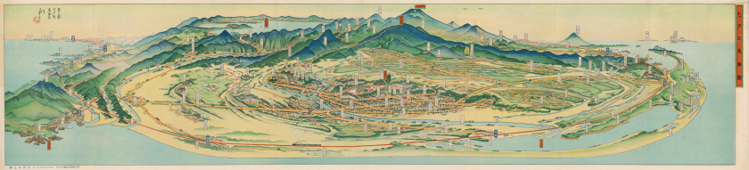 馬のみやこ七戸町「七戸町鳥瞰図」　昭和９（１９３４）年
