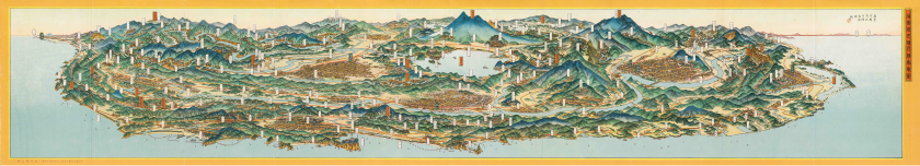 観光の福島県「福島県史蹟名勝鳥瞰図」　昭和１２（１９３７）年