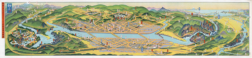 陶都多治見図絵「陶都・多治見を中心とせる名所交通鳥瞰図」　昭和４（１９２９）年