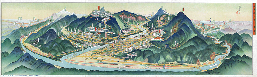 美濃郡上八幡「岐阜県八幡町図絵」　昭和１０（１９３５）年