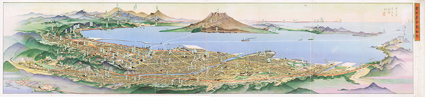 鹿児島市「鹿児島市鳥瞰図」　昭和１０（１９３５）年