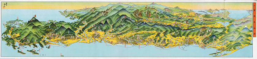 三重県御案内「三重県鳥瞰図」　昭和７（１９３２）年