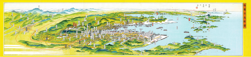 塩竈市「塩竈市鳥瞰図」　昭和２７（１９５２）年