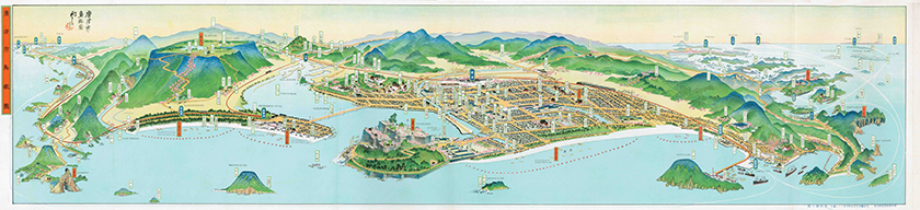 唐津「唐津市鳥瞰図」　昭和８（１９３３）年