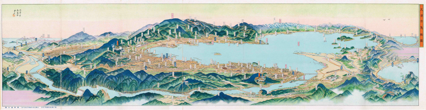大津「大津市鳥瞰図」　昭和１０（１９３５）年