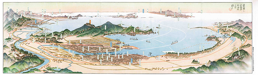 小松島「景勝之小松島町鳥瞰之図」　昭和９（１９３４）年