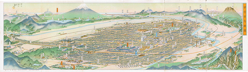 甲府市鳥瞰図「甲府市鳥瞰図」　昭和１２（１９３７）年頃