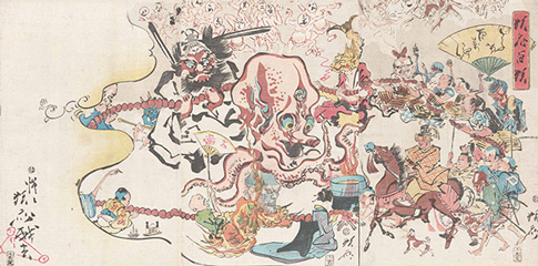 Kawanabe Kyōsai 暁斎百狂 どふけ百万編 1864